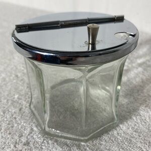 5/$35 Vintage Medco Pressed Glass Sugar Bowl W Metal Flip Up Lid